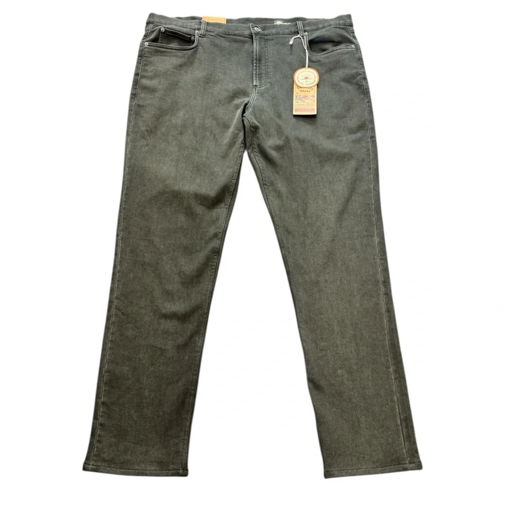 Faherty Jeans Size 40W 32L Slim Straight Stretch Terry 5 Pocket Fall Olive Denim